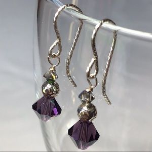 SALE was $15 Purple Swarovski & Sterling Earrings